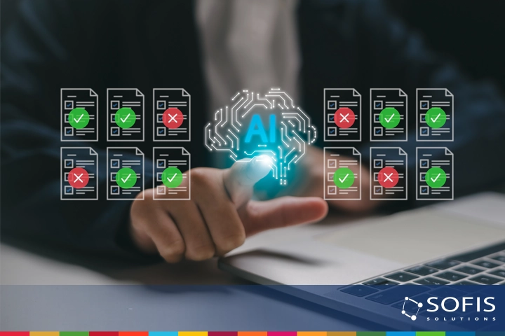 Mano de persona apuntando ícono de IA